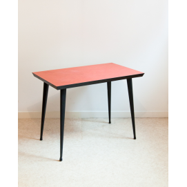 Table Formica vintage et rouge - pieds compas