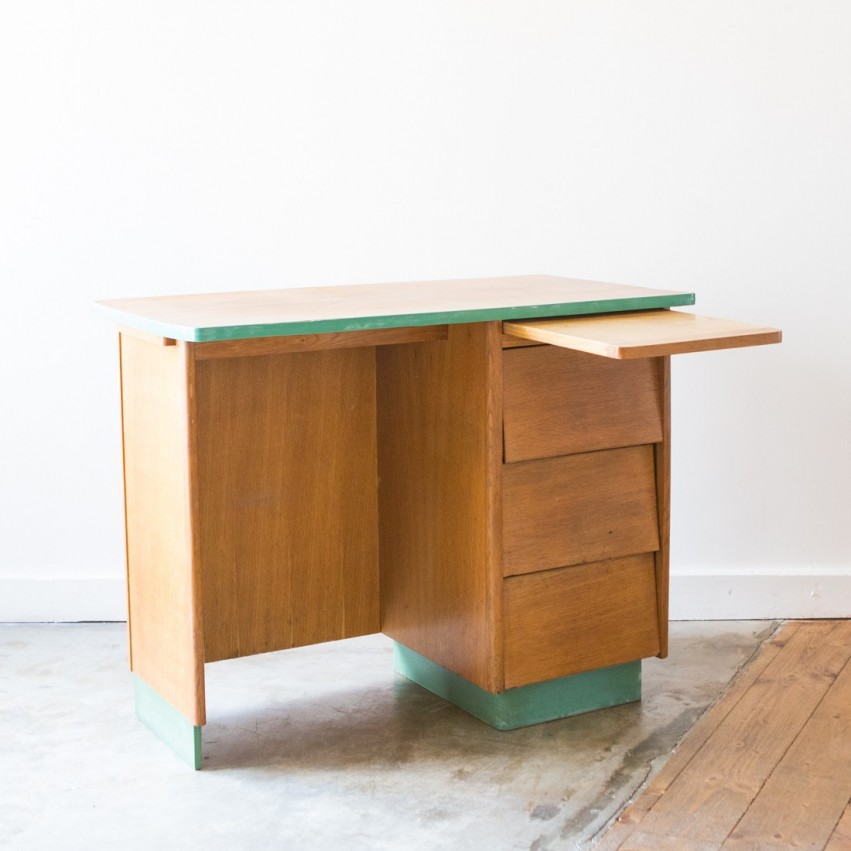 Bureau en bois des années 1950 - E. Tissot