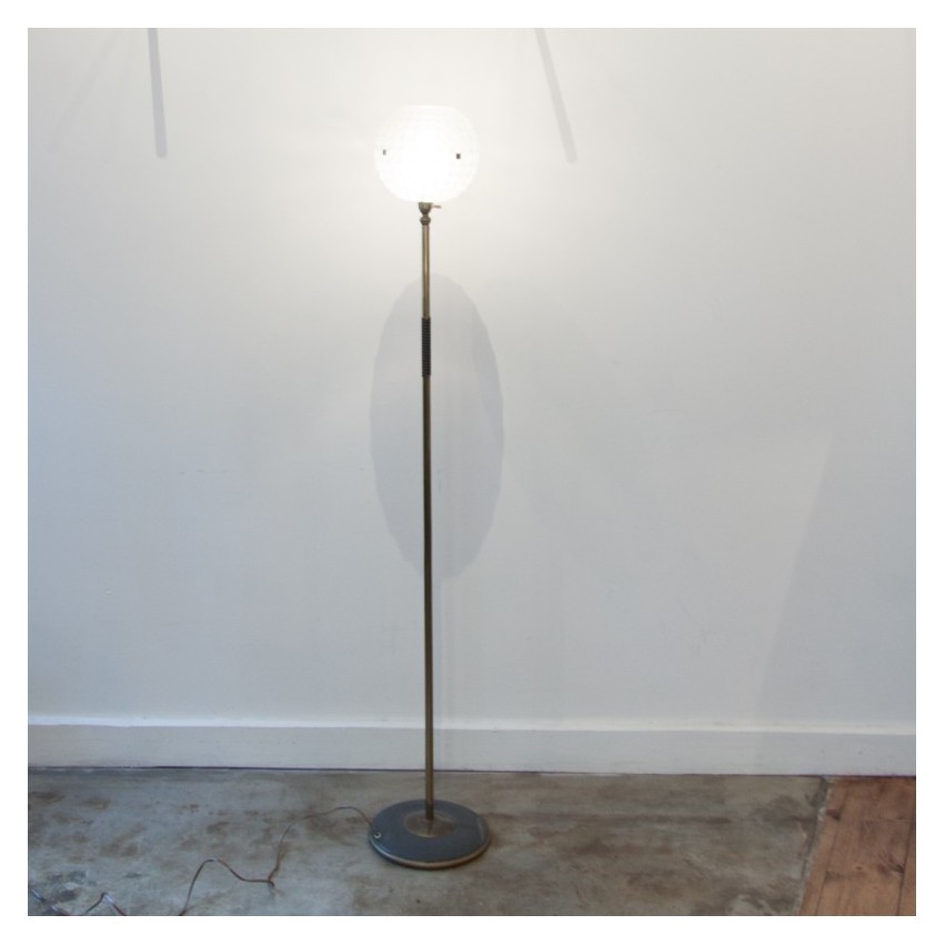 Lampadaire vintage en fer et laiton