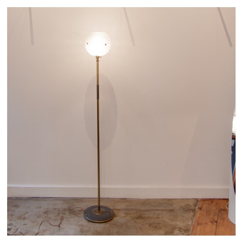 Lampadaire vintage en fer et laiton