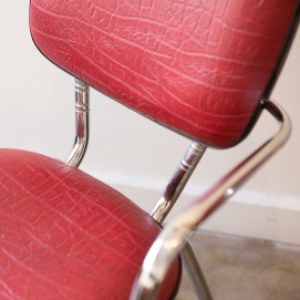 Paire de fauteuils chrome/Skaï rouge