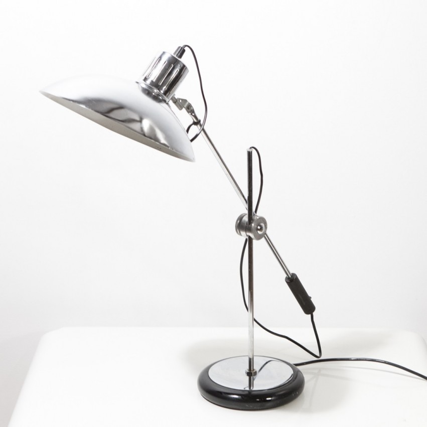 Grande lampe de bureau articulée chromée - Aluminor