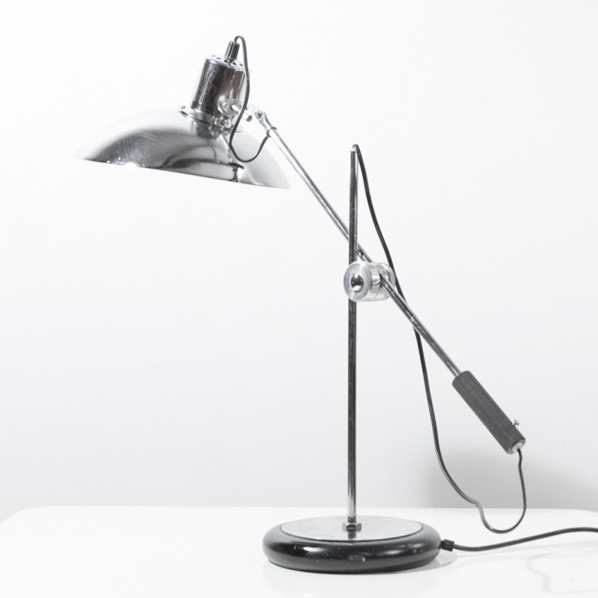Grande lampe de bureau articulée chromée - Aluminor