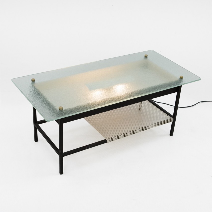 Table basse lumineuse de Robert Mathieu, années 1950