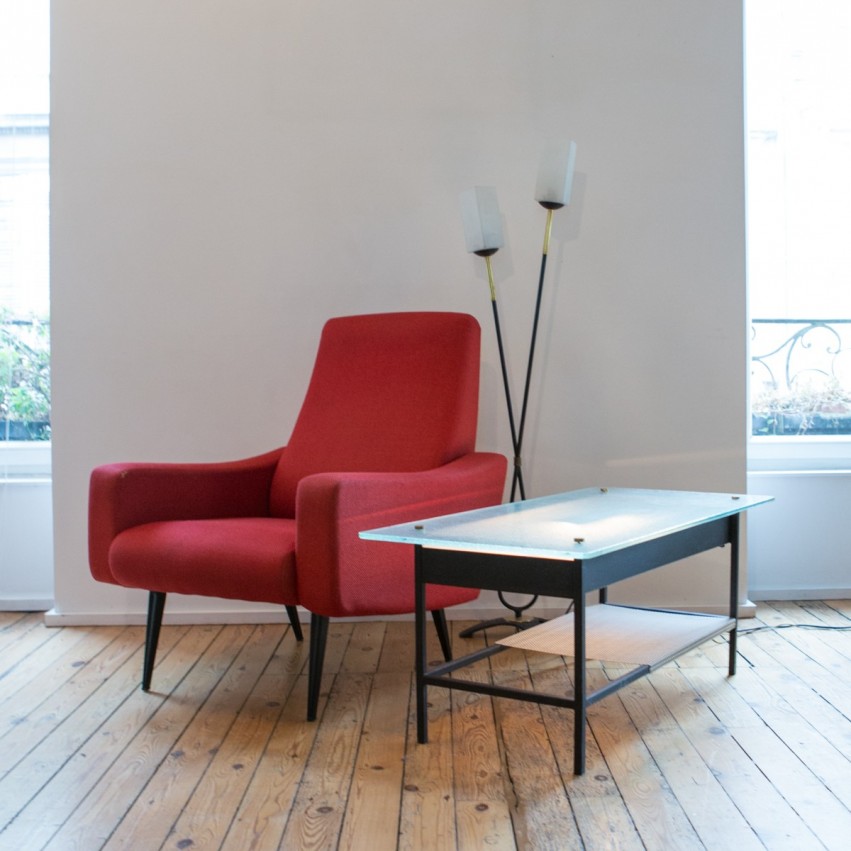 Table basse lumineuse de Robert Mathieu, années 1950