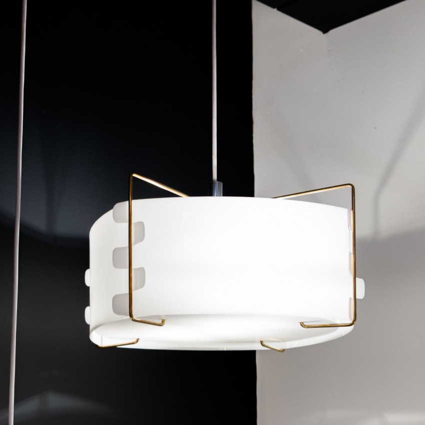 Suspension vintage en Plexiglas et laiton