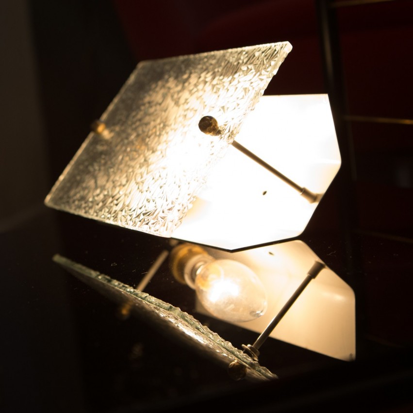 Applique ou lampe à poser en verre gravé