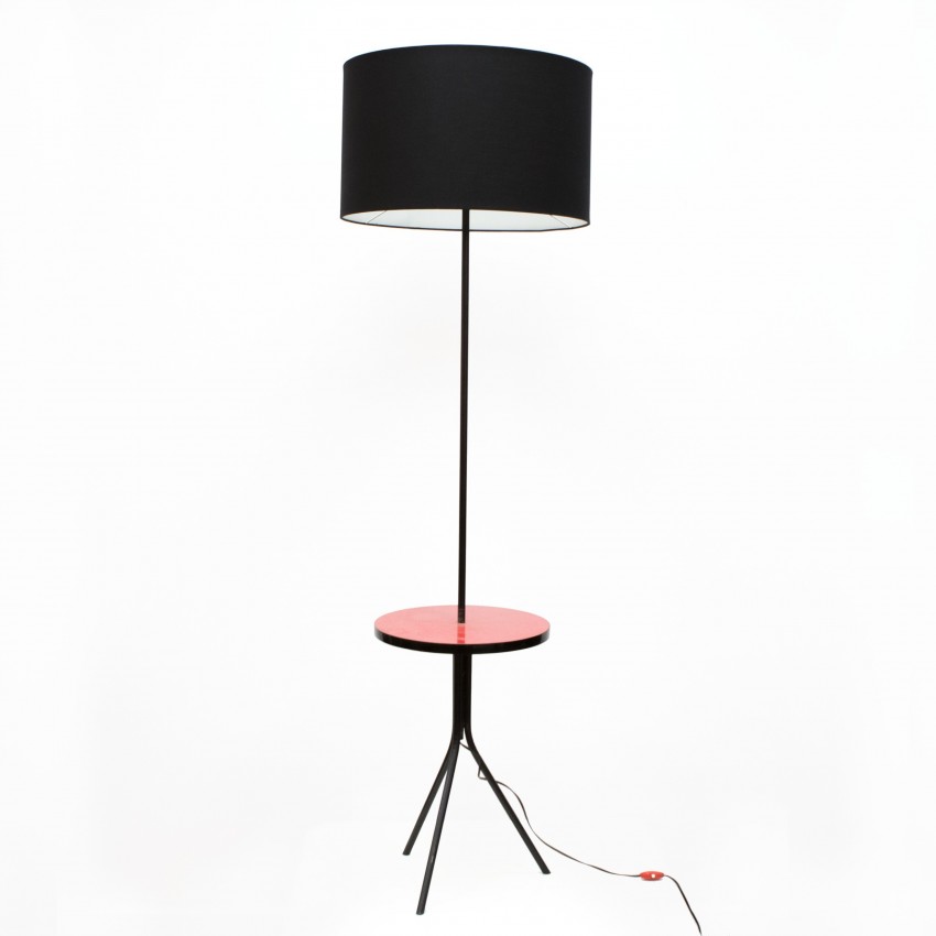 Lampadaire-tablette tripode en Formica