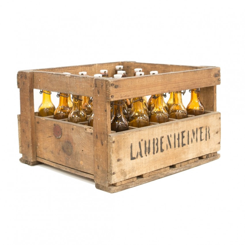 Caisse de bouteilles de bière de la brasserie Laubenheimer à Nérac