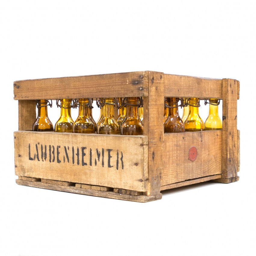 Caisse de bouteilles de bière de la brasserie Laubenheimer à Nérac