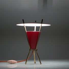 Lampe tripode des années 1950 à double réflecteur