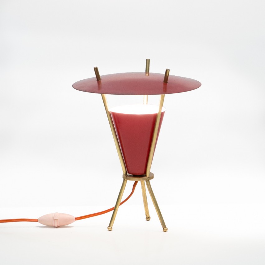 Lampe tripode des années 1950 à double réflecteur