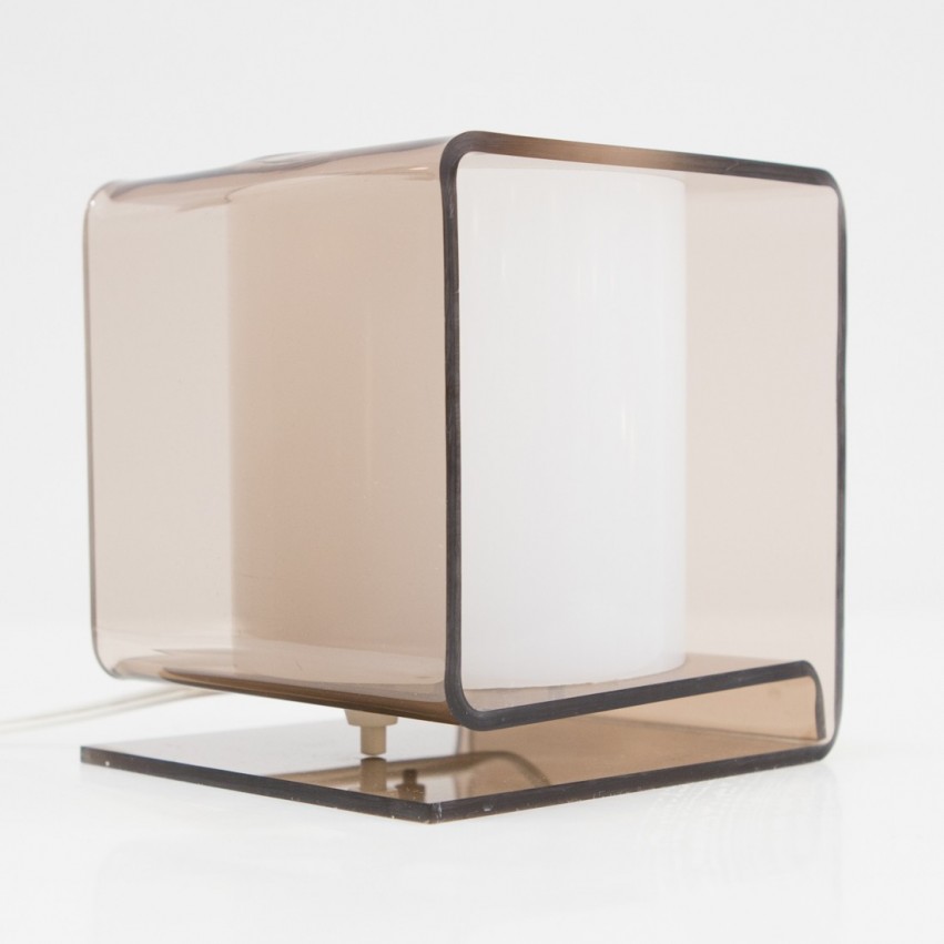 Lampe cubique en Plexiglas fumé