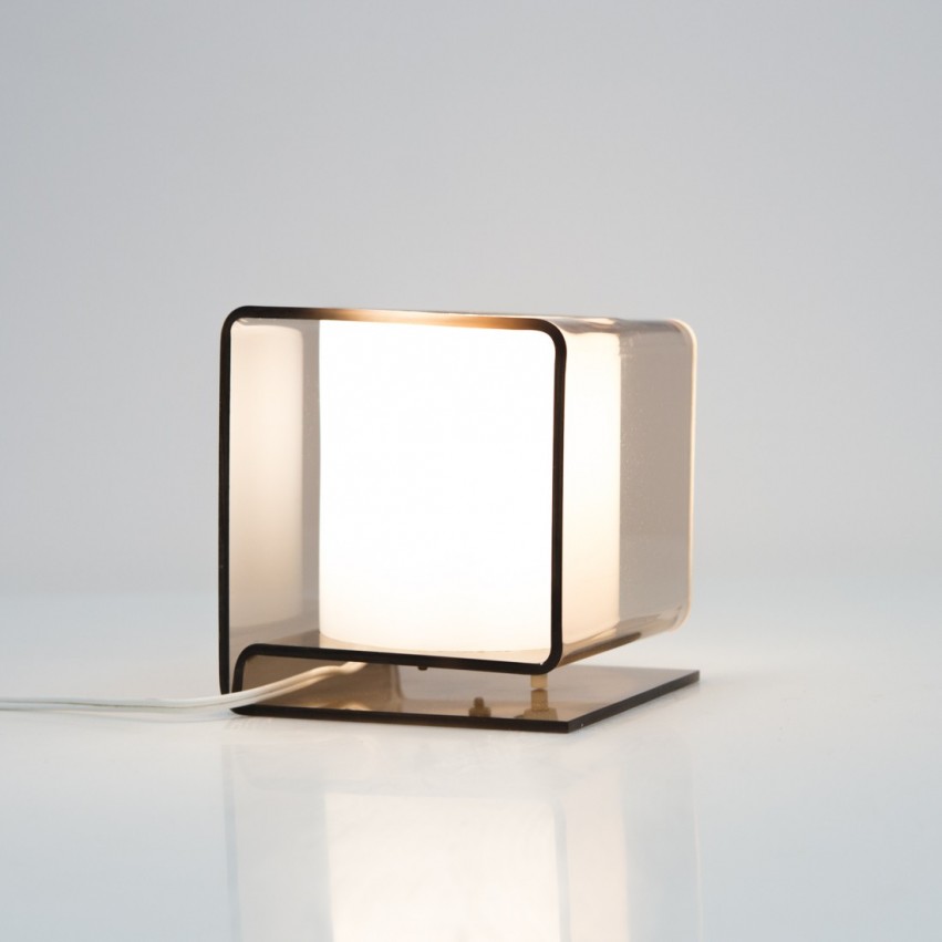 Lampe cubique en Plexiglas fumé