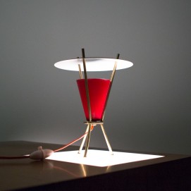 Lampe tripode des années 1950 à double réflecteur