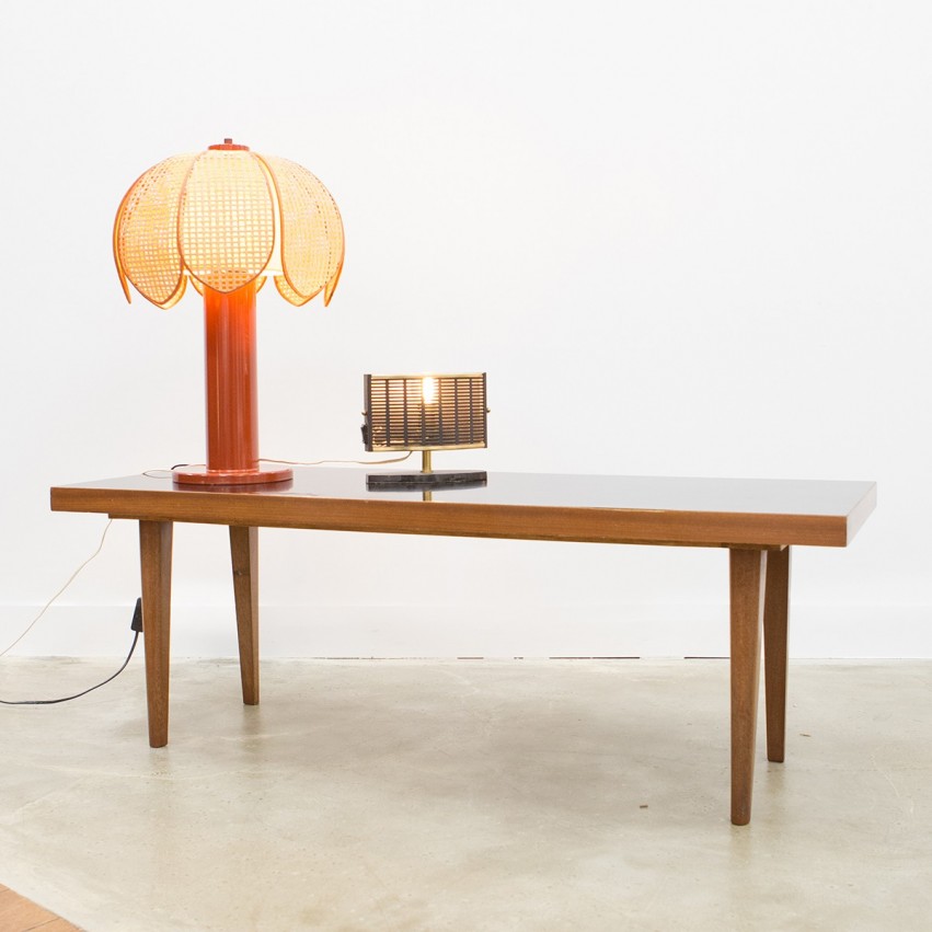 Table basse en bois et Formica des années 1950