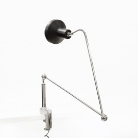 Lampe de bureau articulée à étau - Chrome et noir