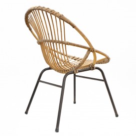 Fauteuil corbeille en rotin et métal - Esquerré