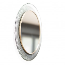 Miroir rond en métal ajouré des années 50