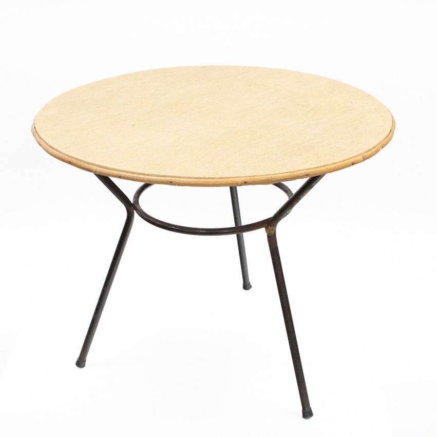 Table basse tripode au plateau rond