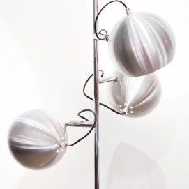 Lampadaire trois boules en inox des années 1970