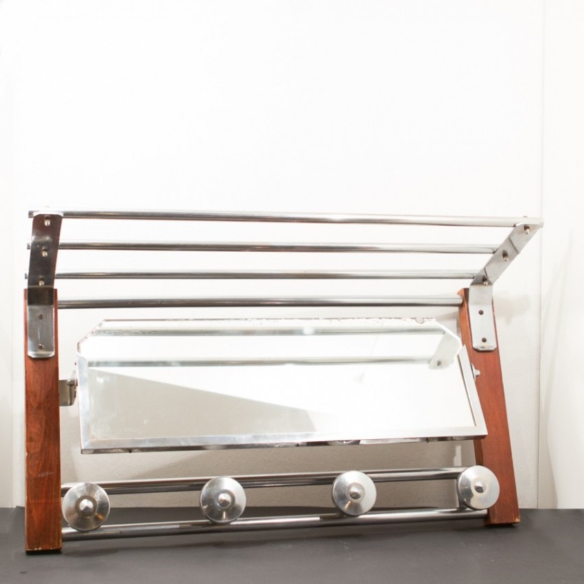 Patère murale avec porte chapeau et miroir - Portemanteau Art déco 