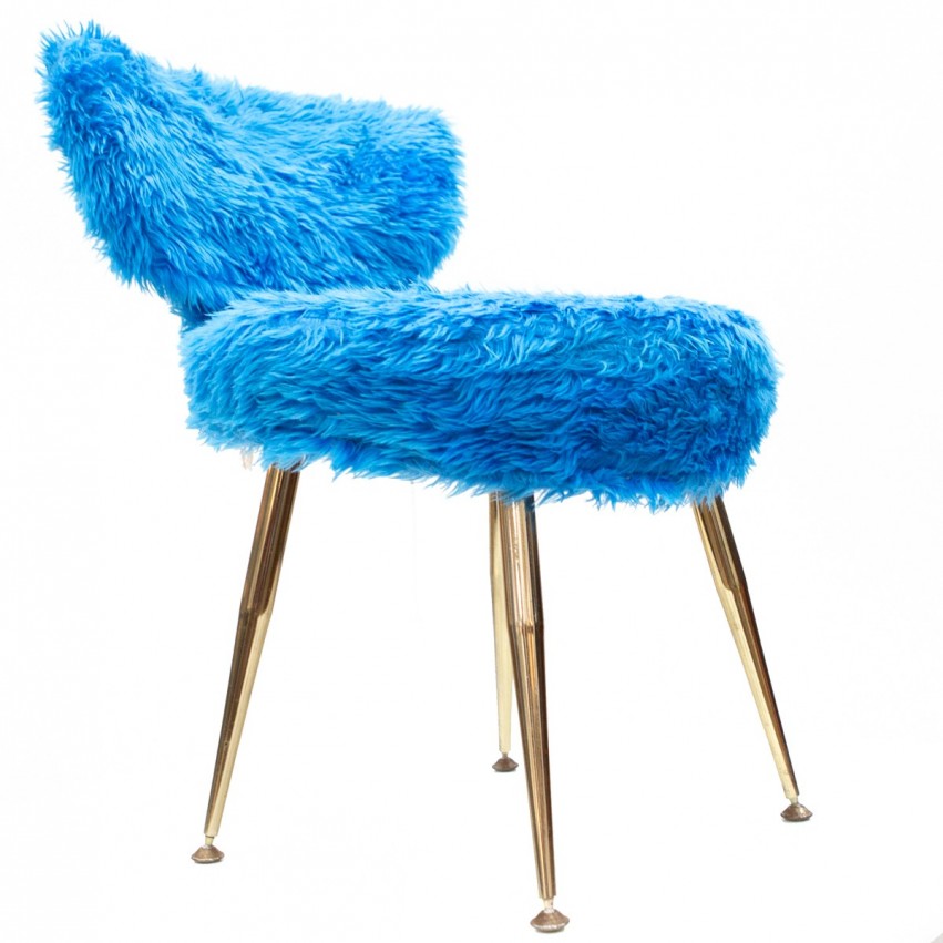 Chaise moumoute Pelfran bleue