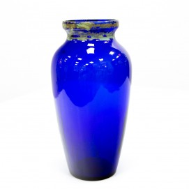 Vase des années 1930 en verre bleu