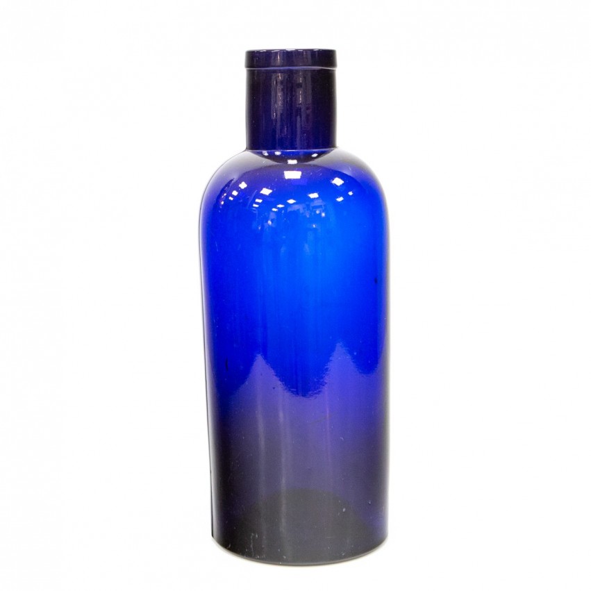 Ancien flacon d'apothicaire bleu