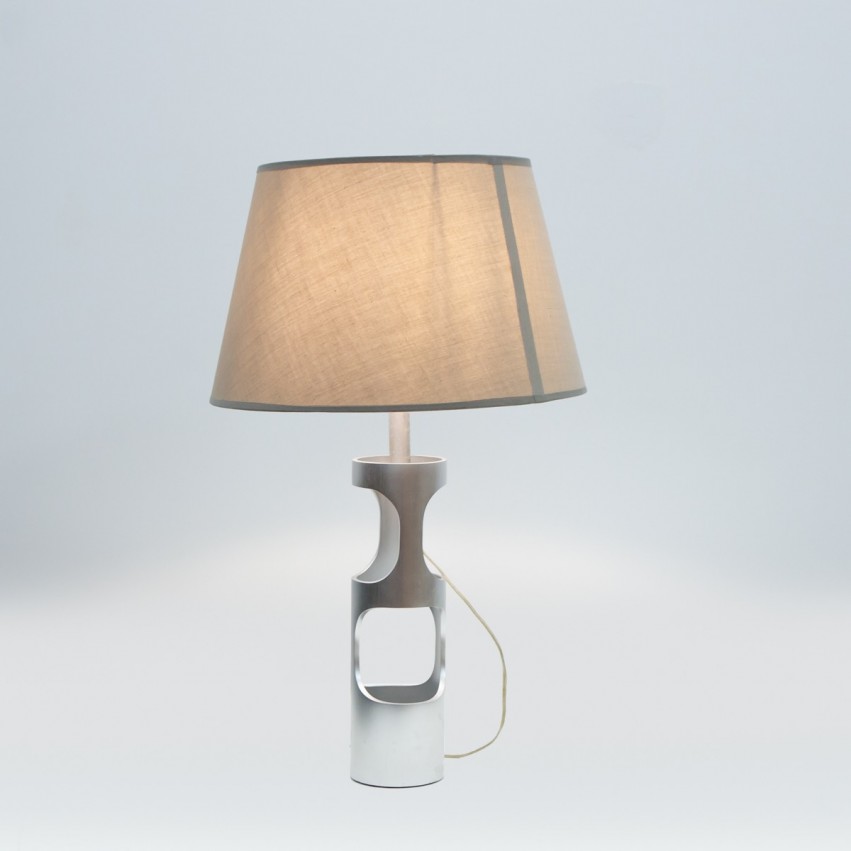 Lampe cylindrique en aluminium brossé des années 1970