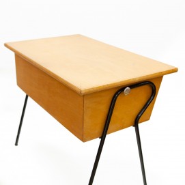 Bureau d'écolier en tube et bois des années 1950