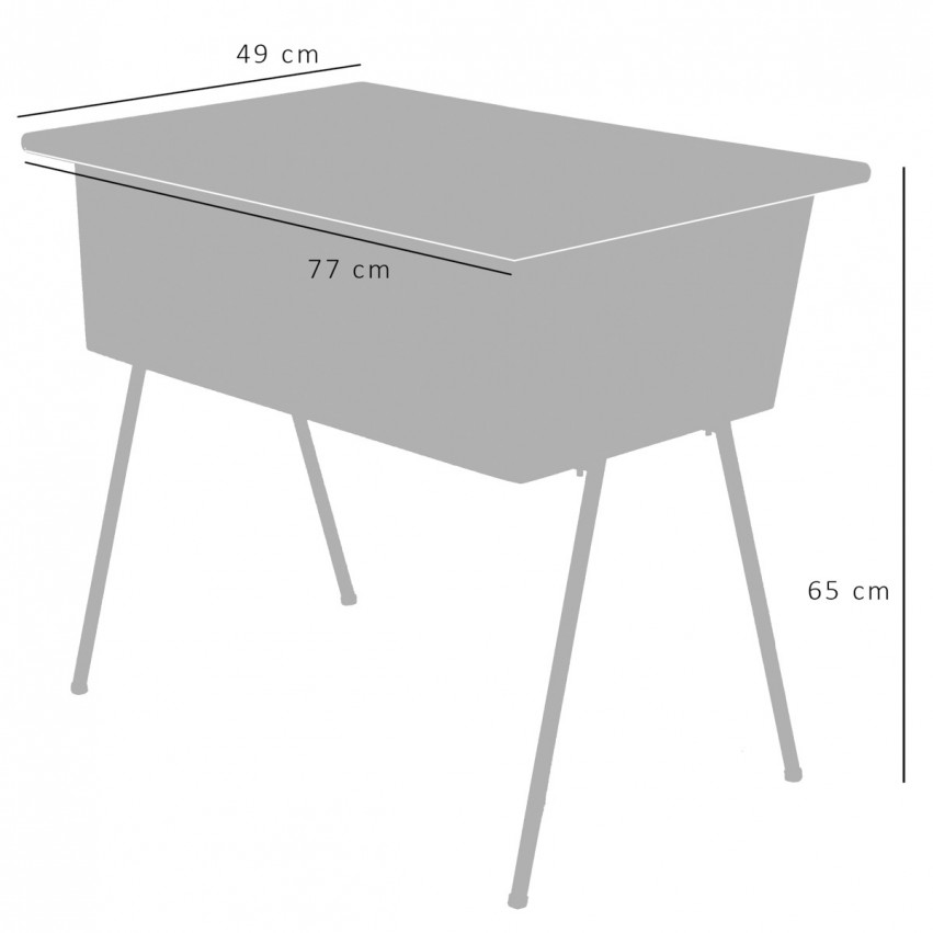 Bureau d'écolier en tube et bois des années 1950