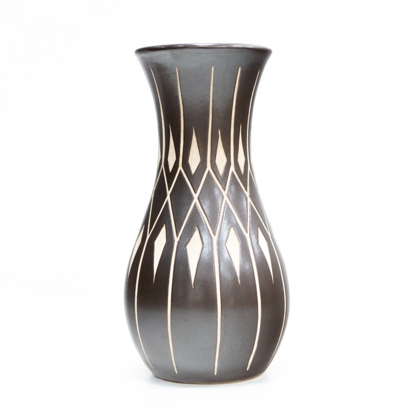 Vase noir et blanc en céramique de Piesche & Reif