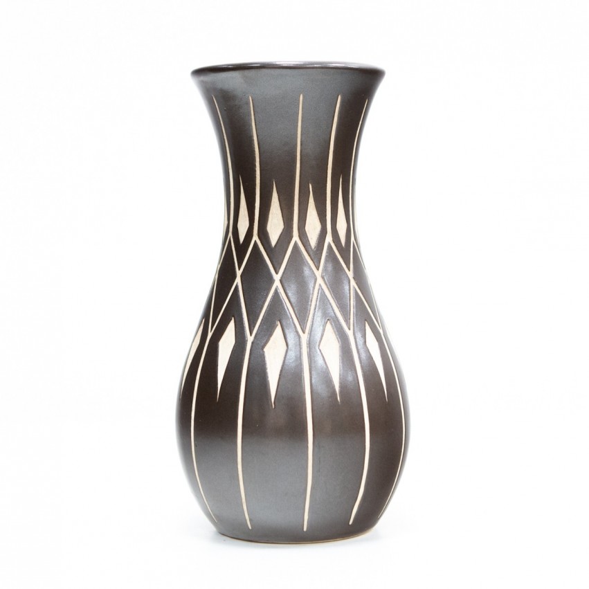 Vase noir et blanc en céramique de Piesche & Reif