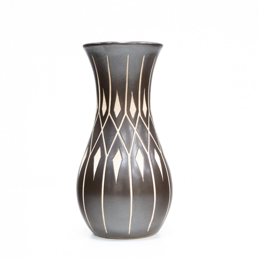 Vase noir et blanc en céramique de Piesche & Reif