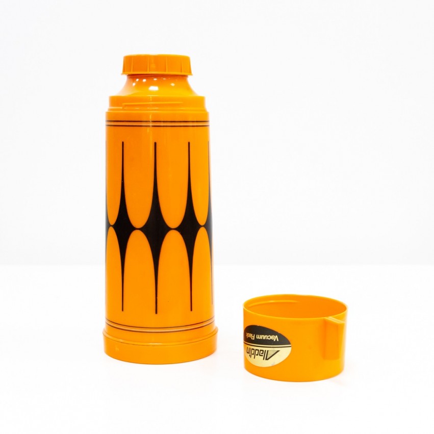 Thermos Aladdin orange et noir des années 1960