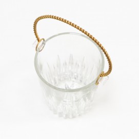 Seau à glaçons en verre et métal doré des années 1950