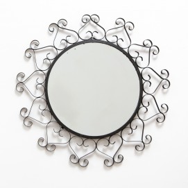 Miroir rond en fer forgé - Dentelles vintage