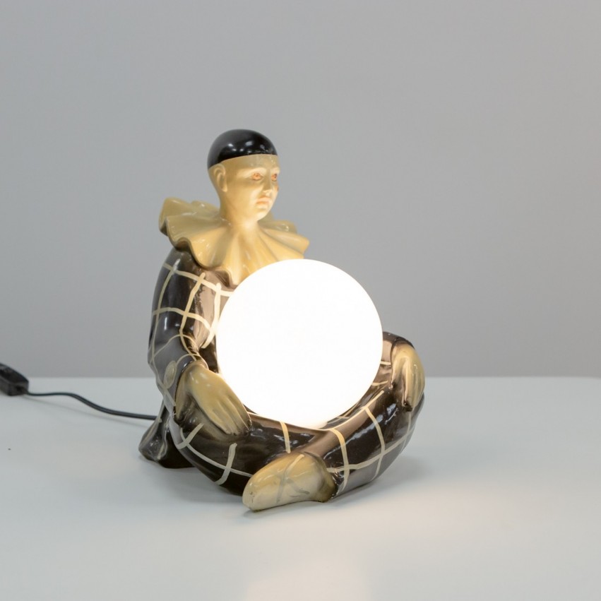 Lampe Pierrot vintage en plâtre