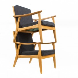 Paire de fauteuils de salon des années 1960 en bois