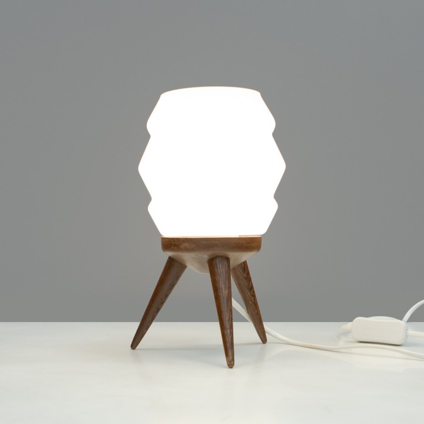 Lampe tripode en verre et bois - Philips