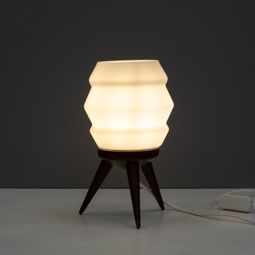 Lampe tripode en verre et bois - Philips