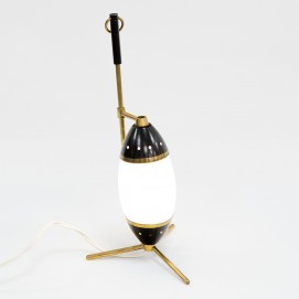 Lampe italienne tripode en laiton et verre des années 1950