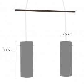 Suspension, des années 1950, faite de deux opalines cylindriques