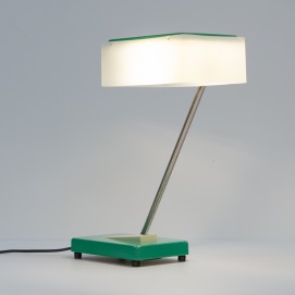 Lampe de bureau parallélépipédique en métal et plexiglas des années 1970