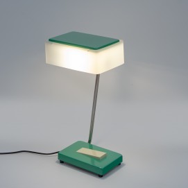 Lampe de bureau parallélépipédique en métal et plexiglas des années 1970