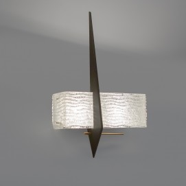 Appliques en verre moulé et bois de Jean Gandelin