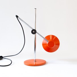 Lampe de bureau articulée orange et chrome des années 1960