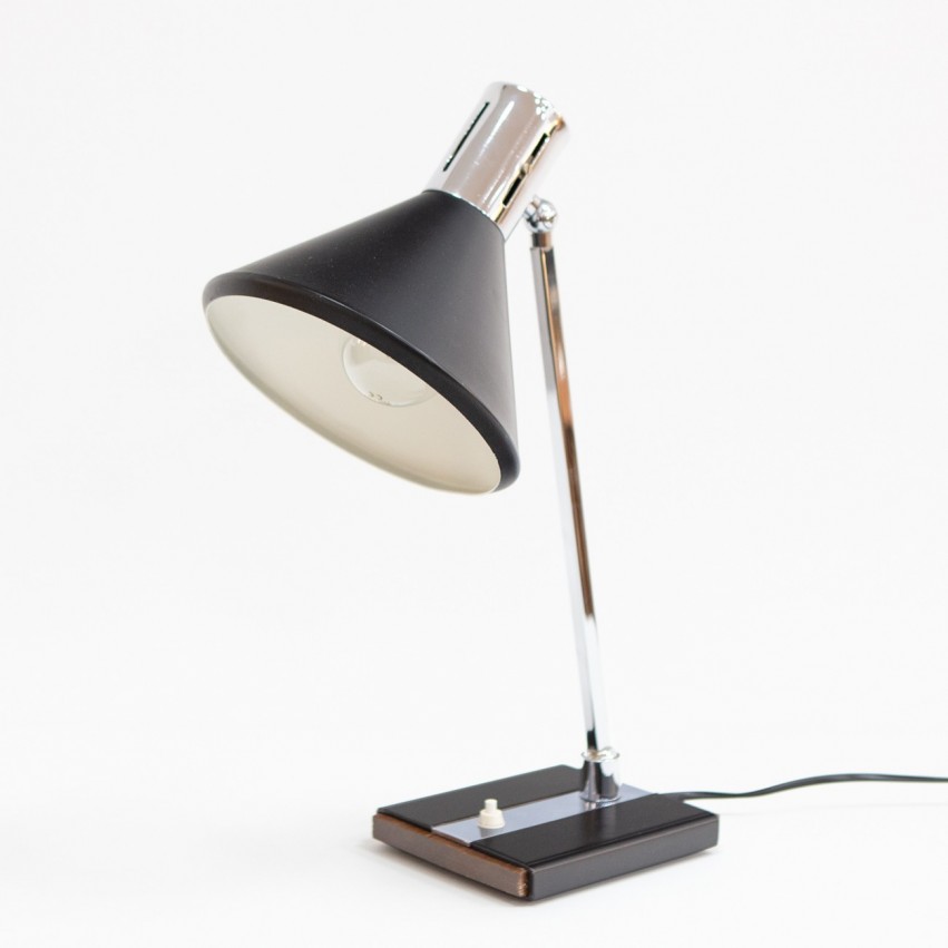 Lampe de bureau noire et chromée