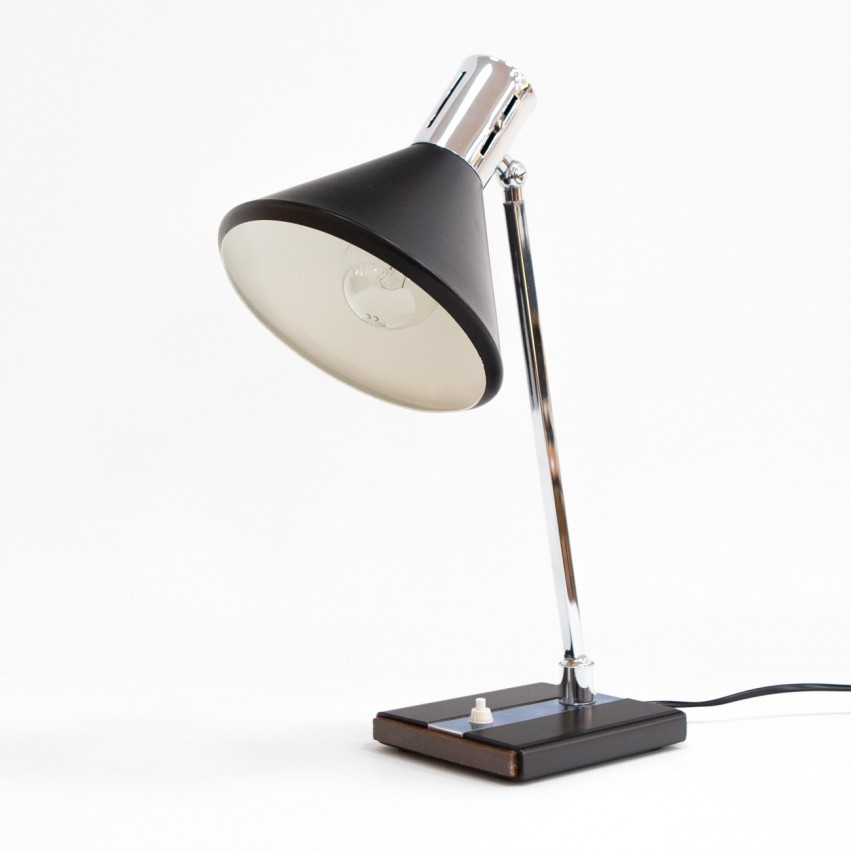 Lampe de bureau noire et chromée